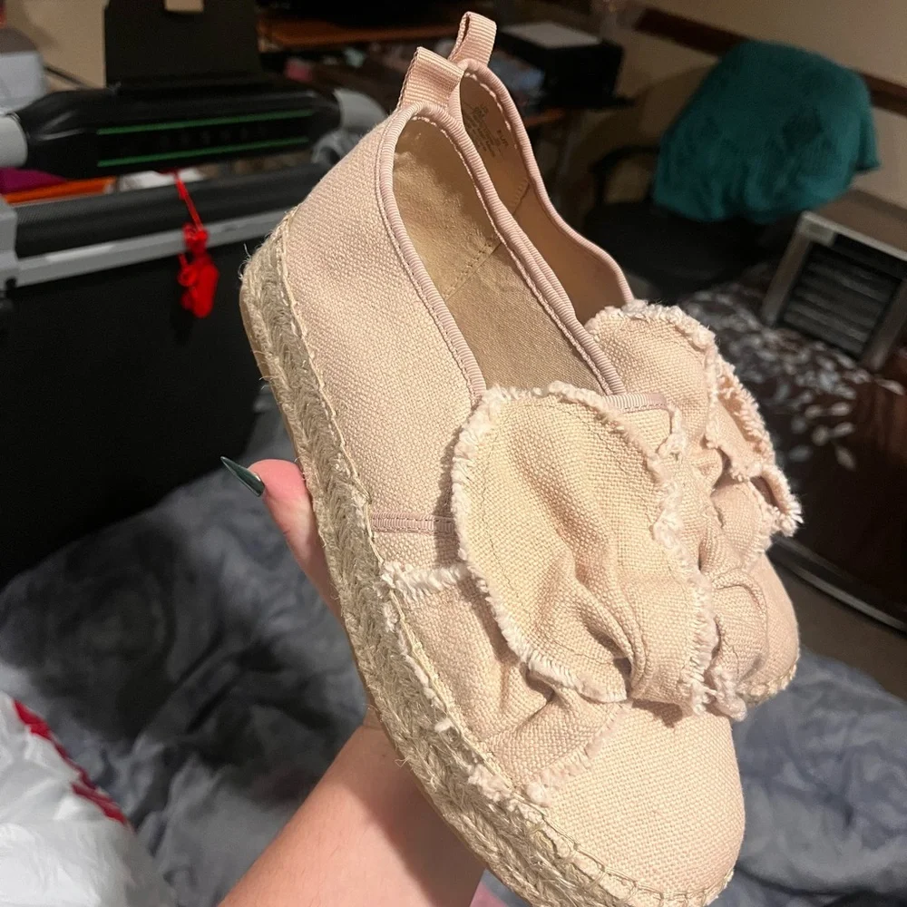 Sam Edelman Blush Pink Canvas Espadrille Platform Slip-Ons